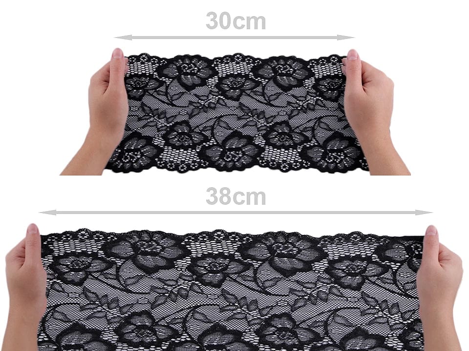 Elastic polyester lace-18.5 cm black