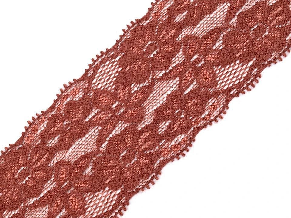 Elastische Polyester-Spitze – 6 cm, warmbraun