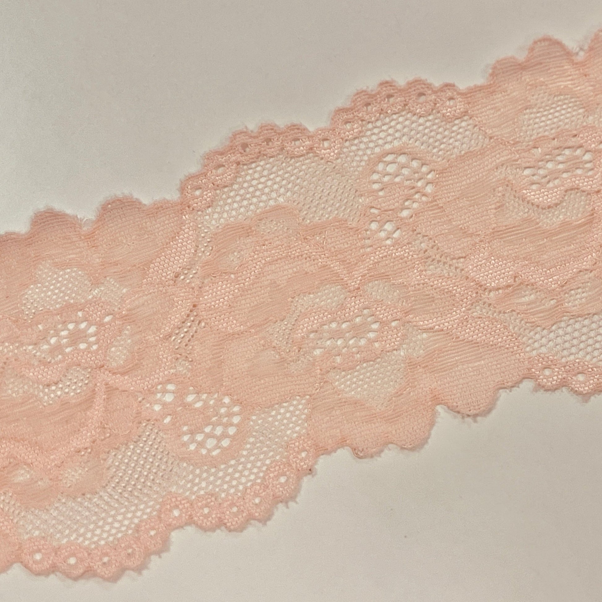 Elastic polyester lace-8 cm salmon pink