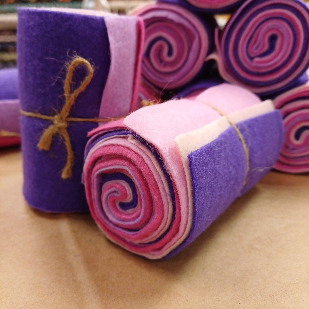 Felt roll - purple and pink tones