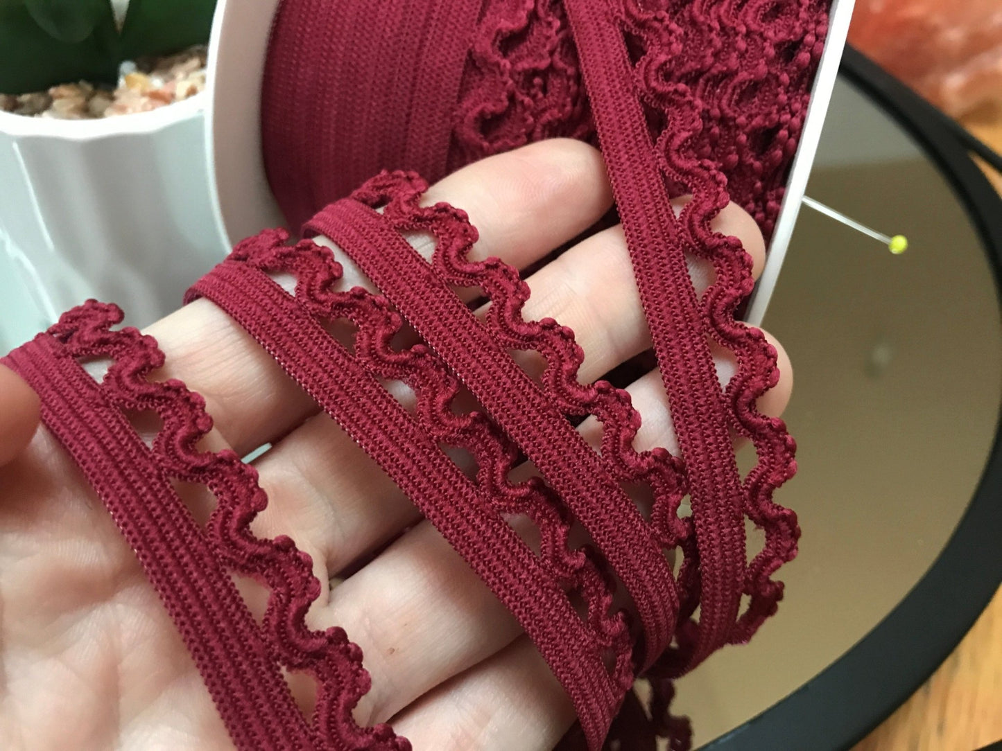 Gummi mit Spitze-1,6 cm Bordeaux
