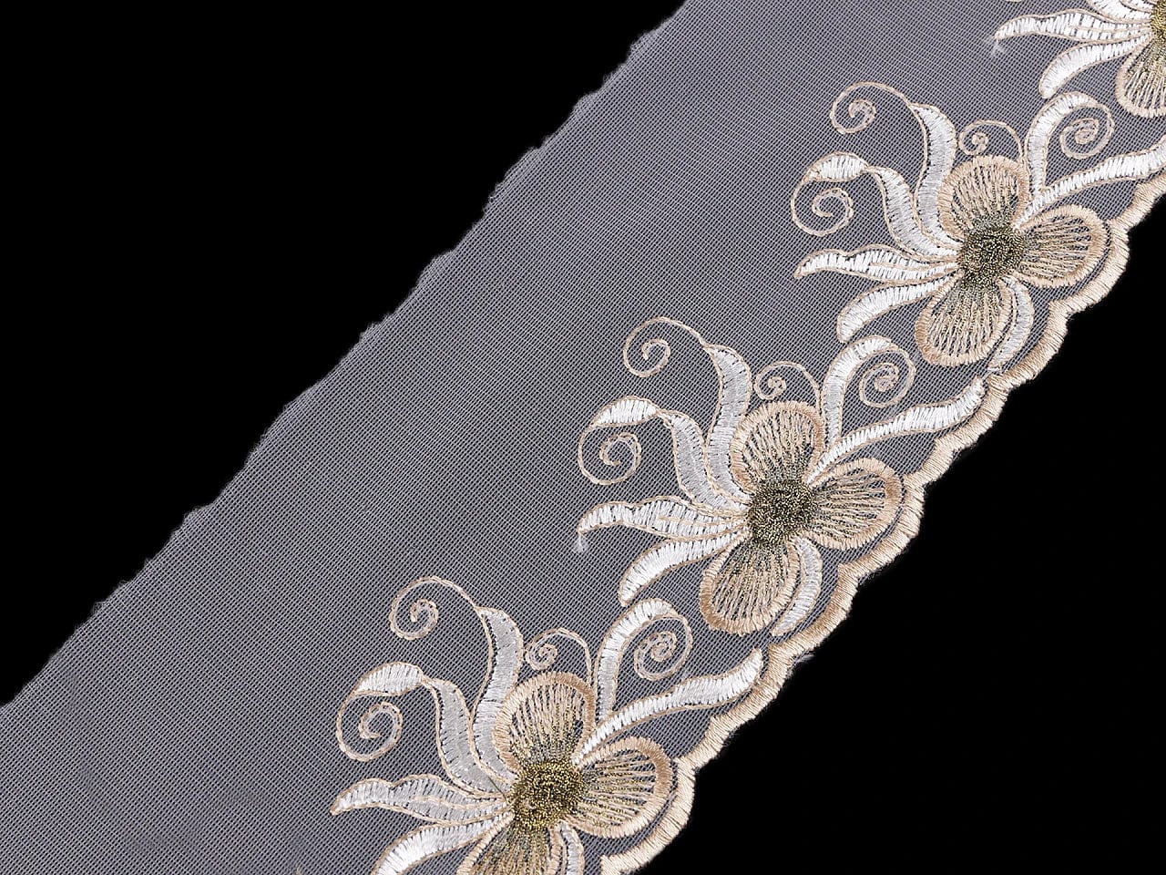 Embroidered lace-13 cm beige