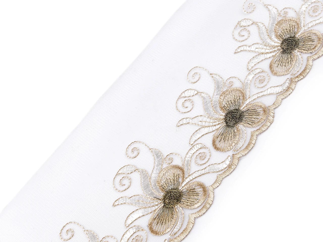 Embroidered lace-13 cm beige