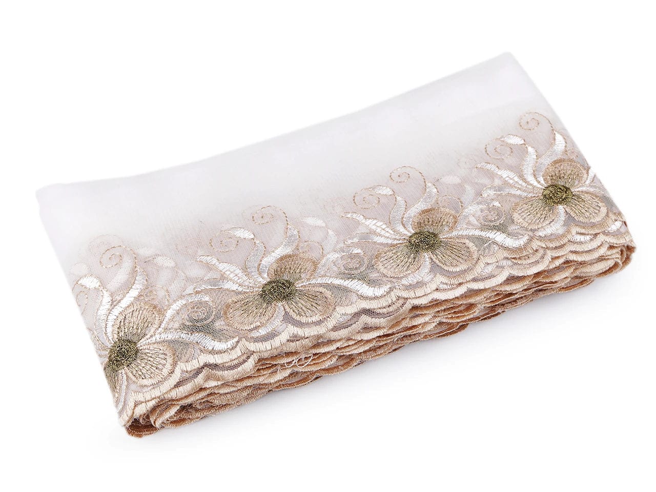 Embroidered lace-13 cm beige