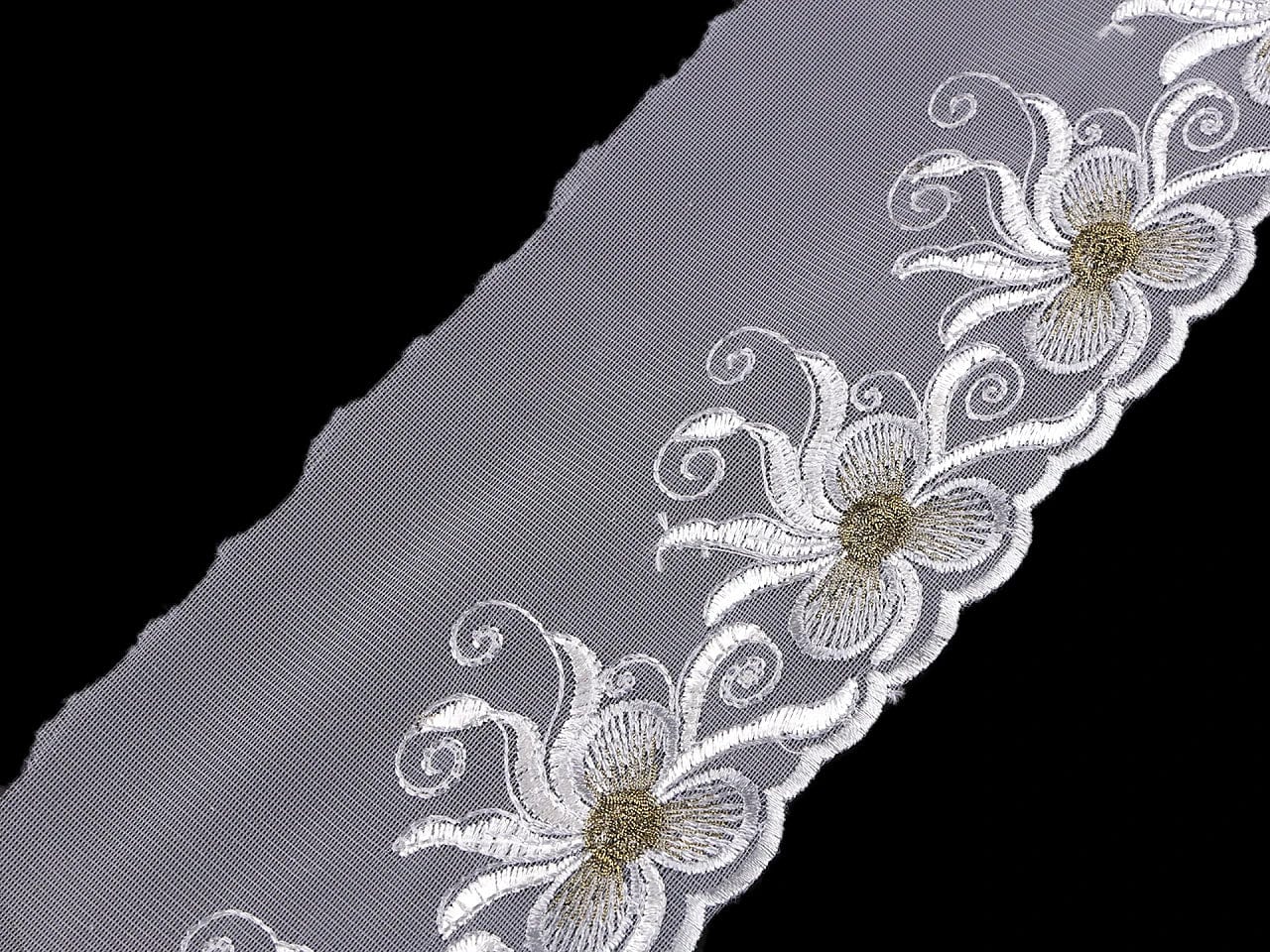 Embroidered lace - 13 cm silver
