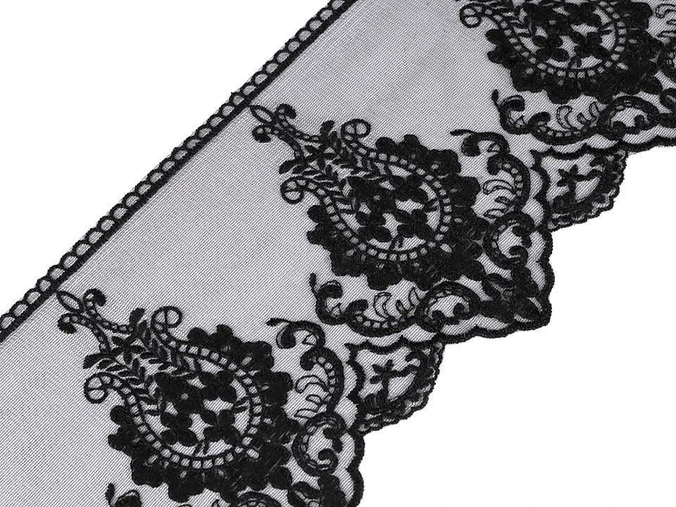 Embroidered lace - 15 cm black