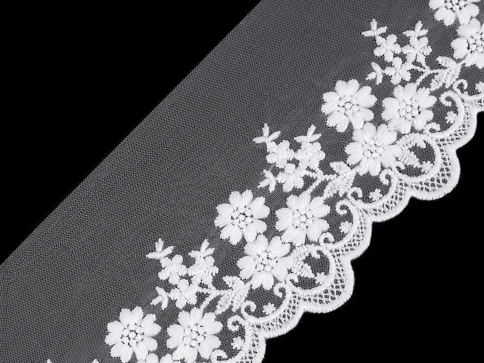 Embroidered lace - 9 cm white