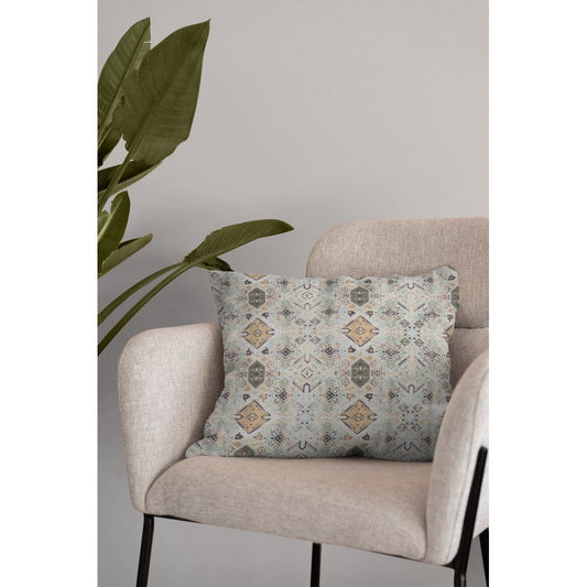 canvas fabric - beige geometric pattern 225 g/m²
