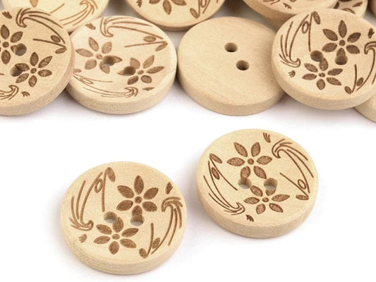 Holzknöpfe 20 mm-Blumen