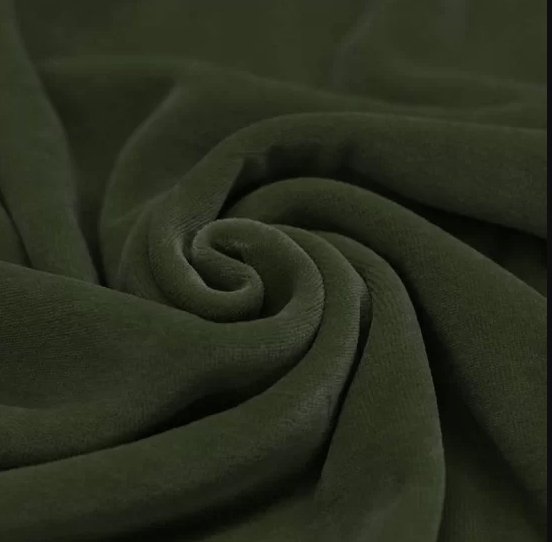Cotton velour, moss green 250 g/m²