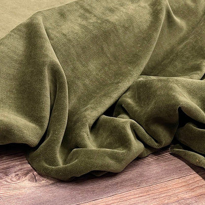 Cotton velour, moss green 250 g/m²