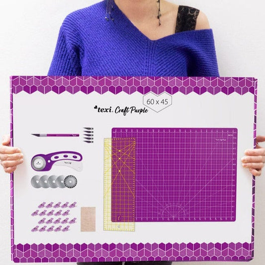 Zuschneideunterlage-Set mit Zubehör 60x45 cm-Lila
