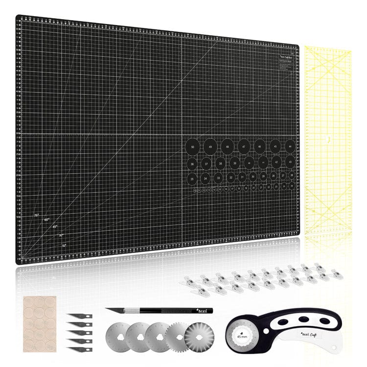 Set - cutting mat with accessories 60x90 cm-black