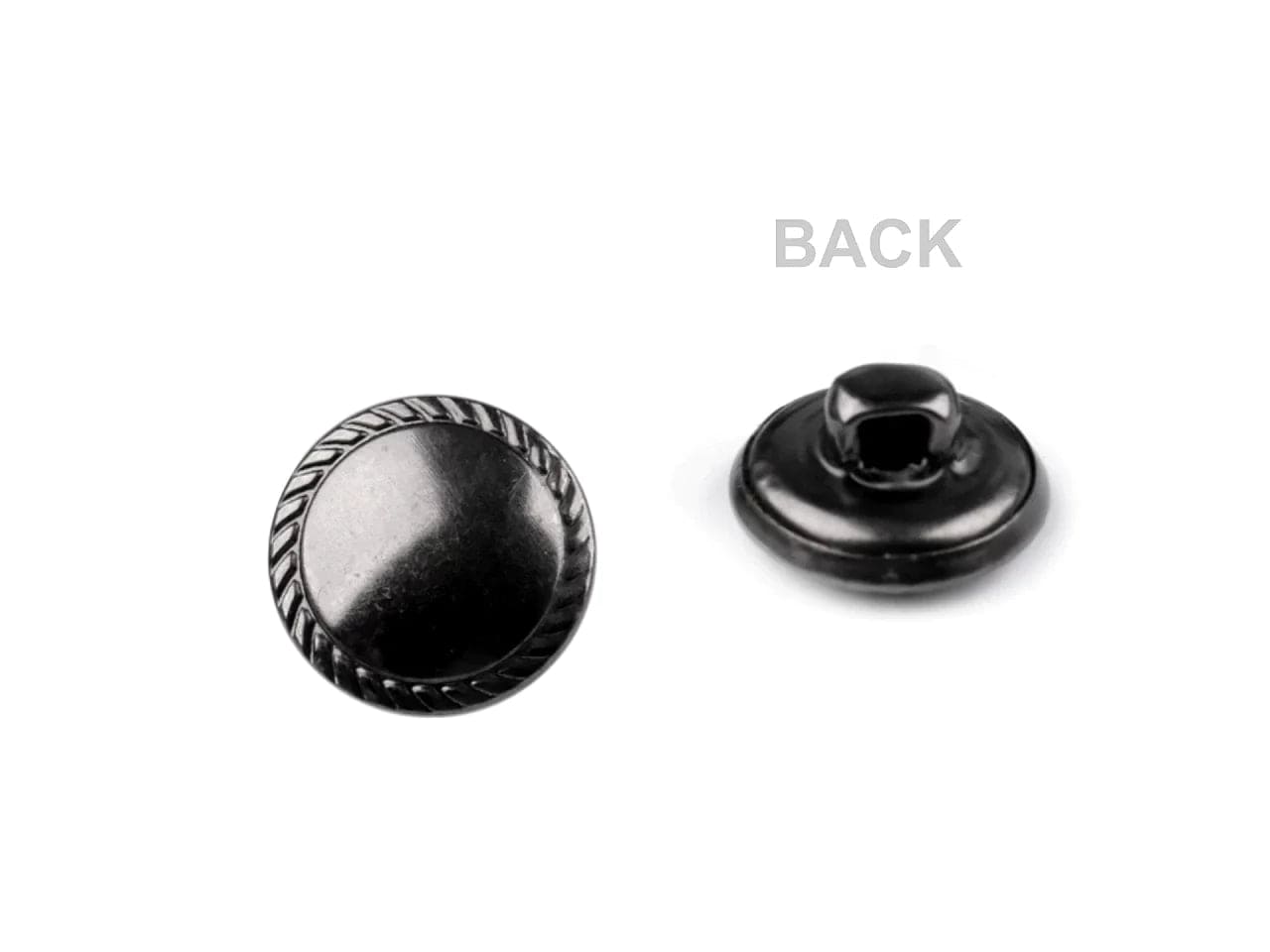 Metal snap buttons on a shank 12.7 mm - black