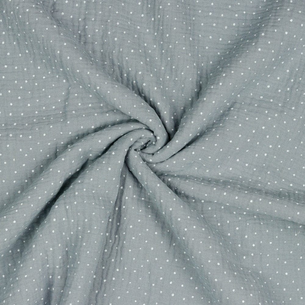 Muslin polka dots on a grey background 125 g/m²