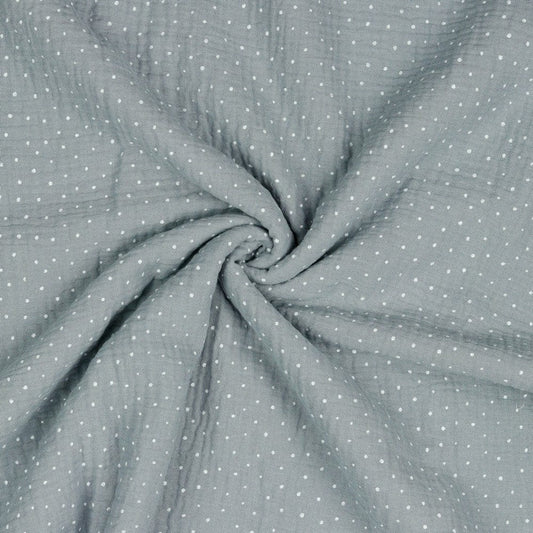 Musselin-Pünktchen auf grauem Hintergrund 125 g/m²