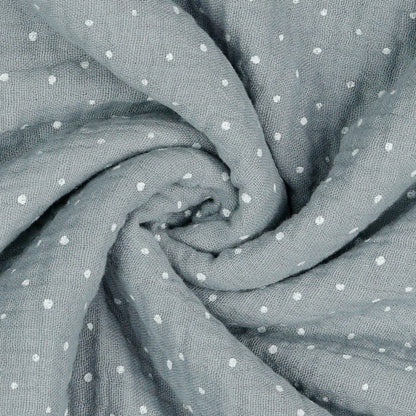 Muslin polka dots on a grey background 125 g/m²