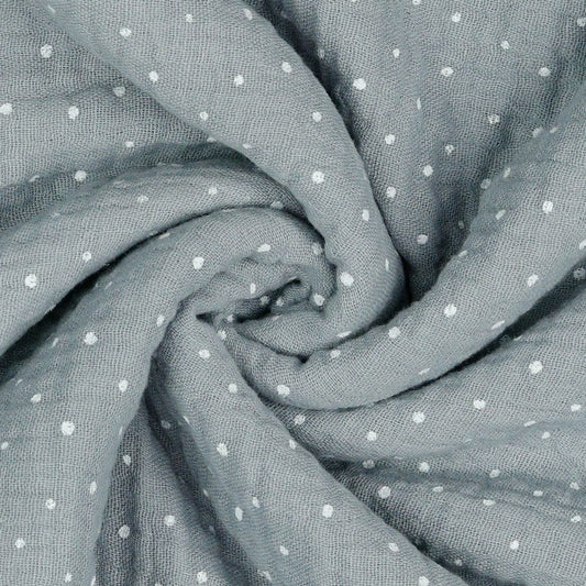 Musselin-Punkte auf grauem Hintergrund 125 g/m²