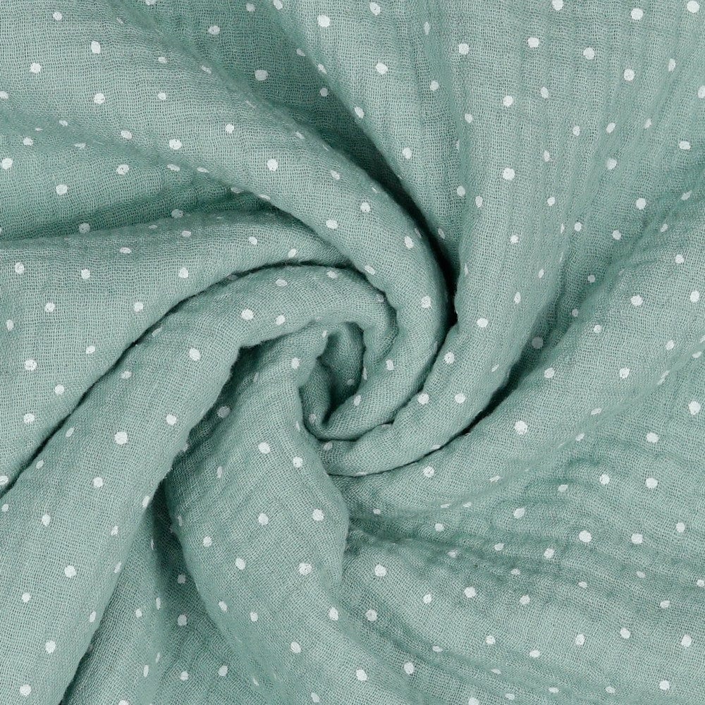 Muslin dots on a dark mint background 125 g/m²