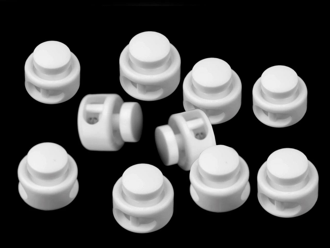 Kunststoff-Kordelstopper mit 2 Löchern 13x15 mm-weiß