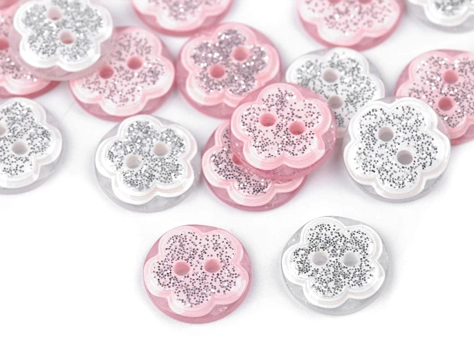 Plastikknöpfe 13 mm – rosa Blume