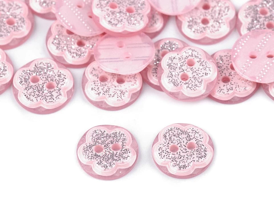 Plastikknöpfe 13 mm – rosa Blume