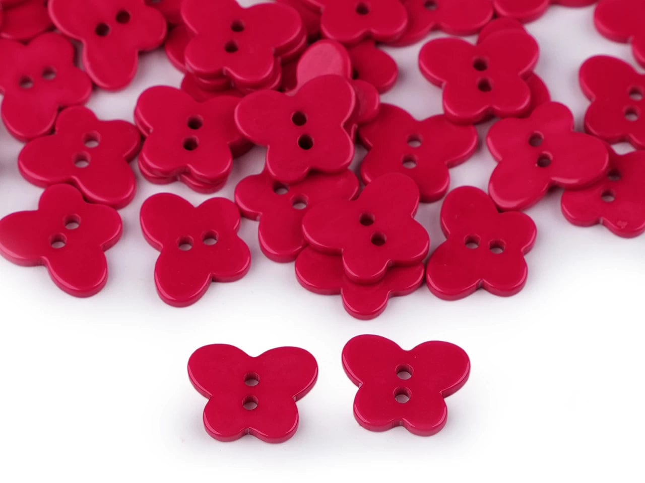 Plastic buttons 13 x 16 mm - dark pink butterfly