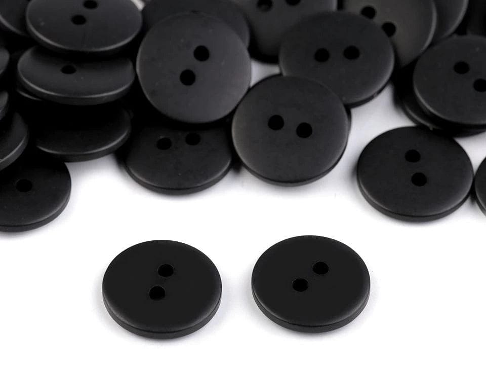 Kunststoffknöpfe 15 mm, schwarz matt