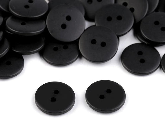 plastic buttons 15 mm-matte black