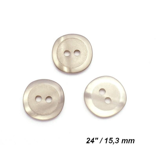 Plastic buttons 15 mm, shiny grey