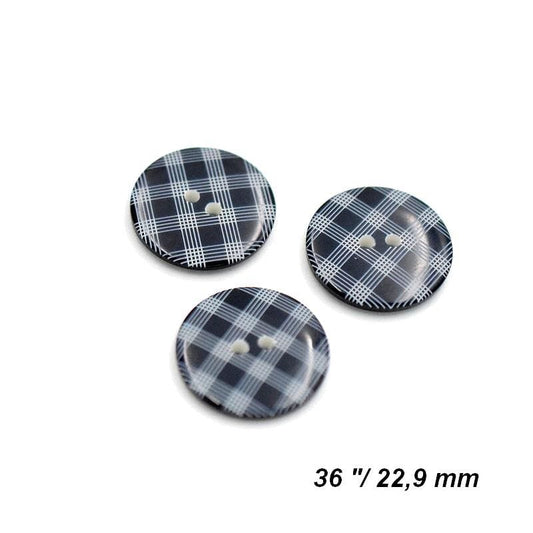 Plastic buttons 2.3 cm-dark blue plaid