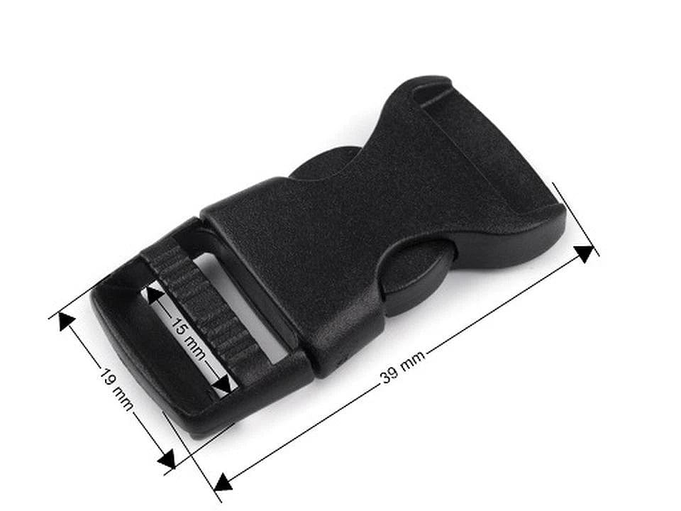 Kunststoff-Schnallenverbinder 15 mm, schwarz (5 Stk. im Pack)