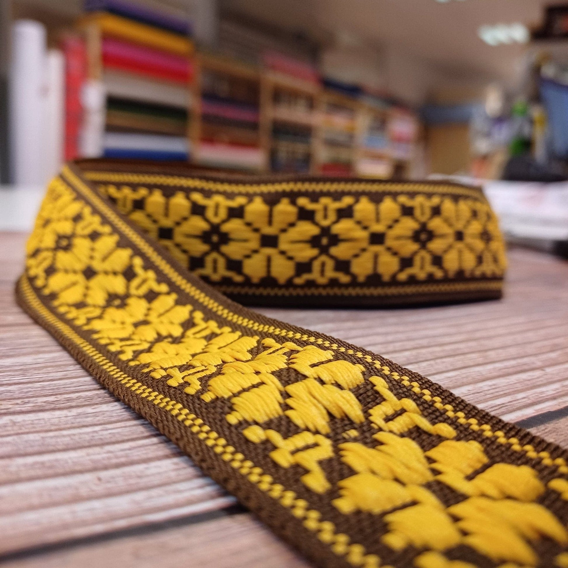 Ethnic ribbon, belt 36mm-yellow-LV