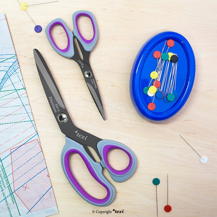 TEXI TITANIUM Set de ciseaux à tissu (13 cm) et (21 cm)