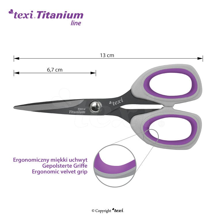 TEXI TITANIUM Set de ciseaux à tissu (13 cm) et (21 cm)