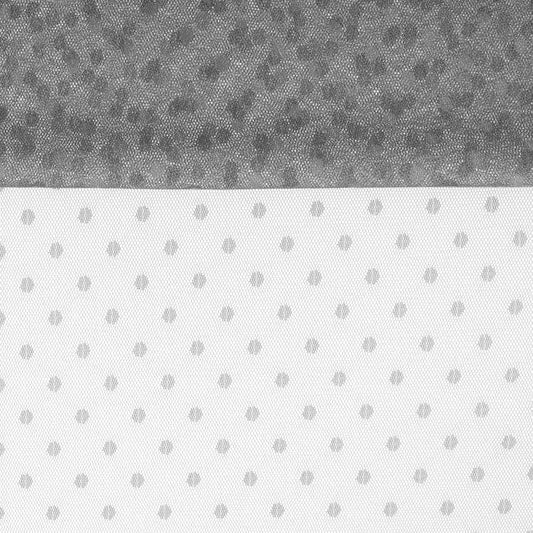 Tulle gris à pois