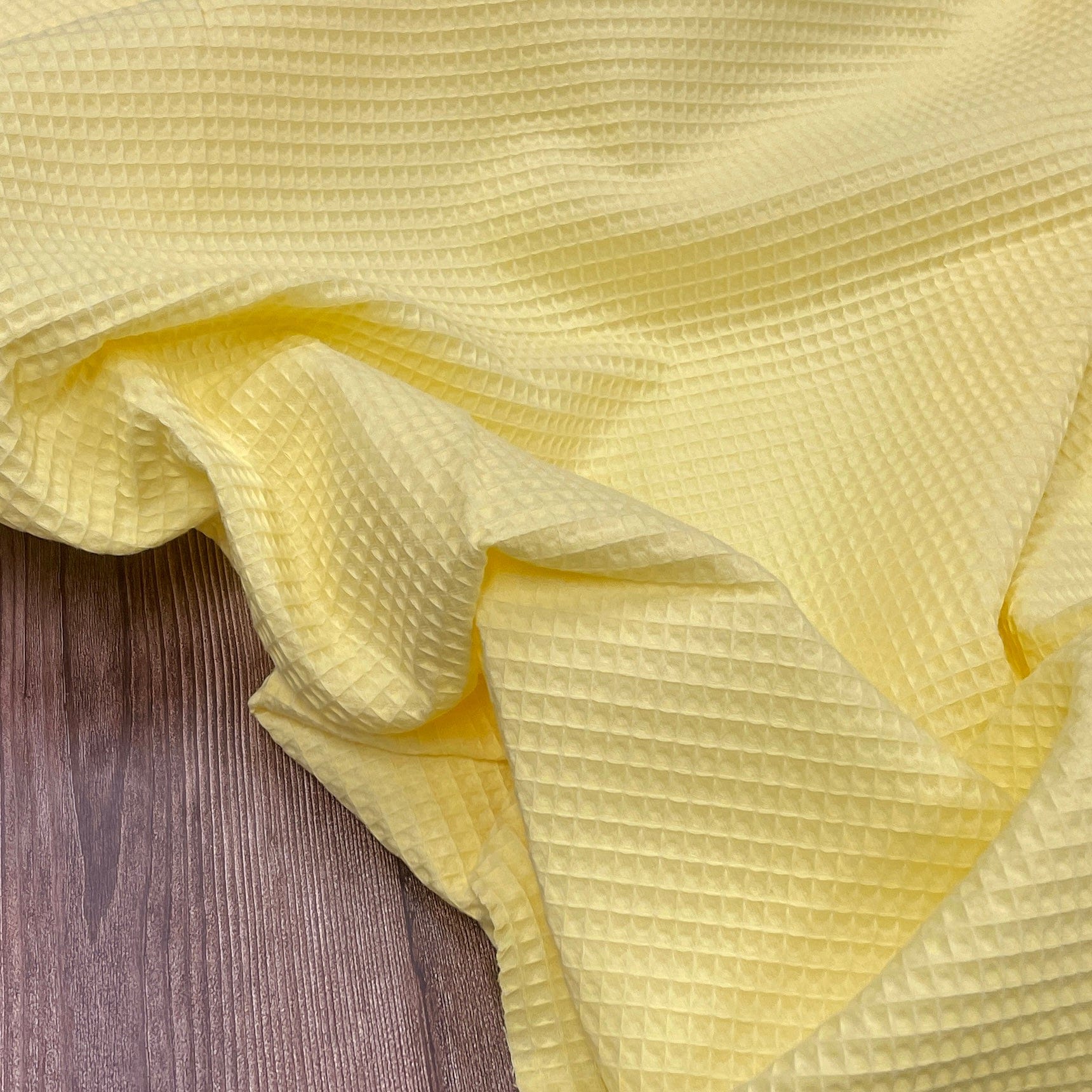 waffle fabric, light yellow 230 g/m²