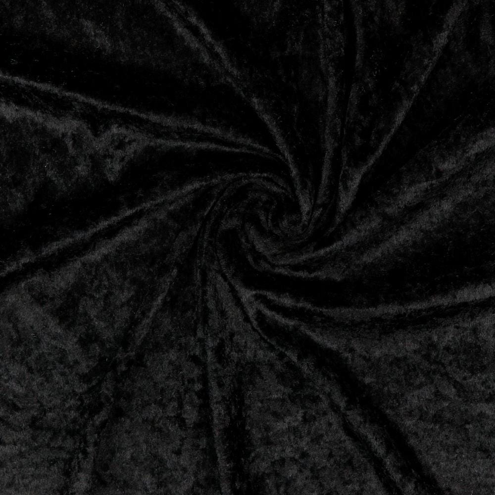 Crinkle-effect velvet - black 160 g/m²