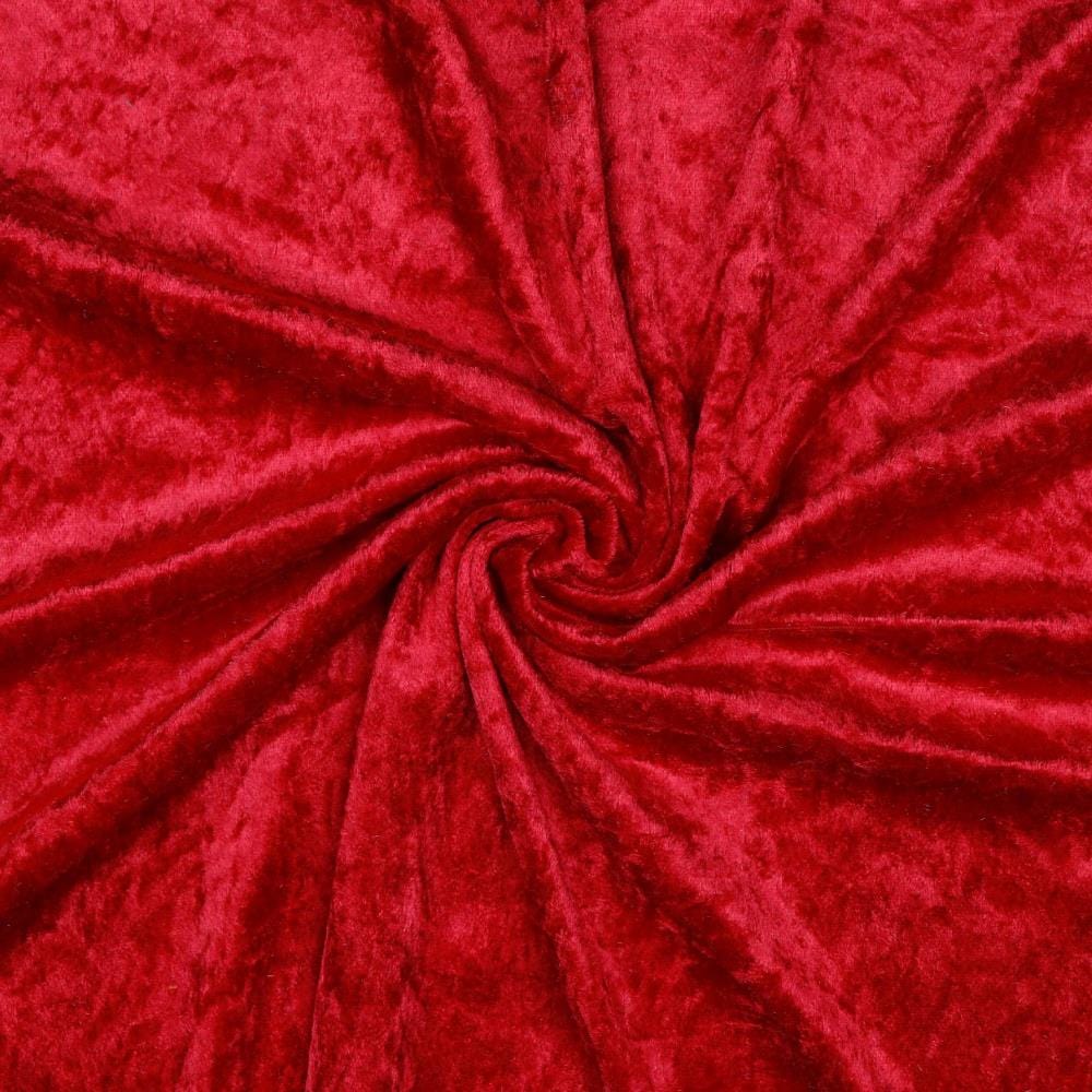 Crinkled-effect velour - red 160 g/m²